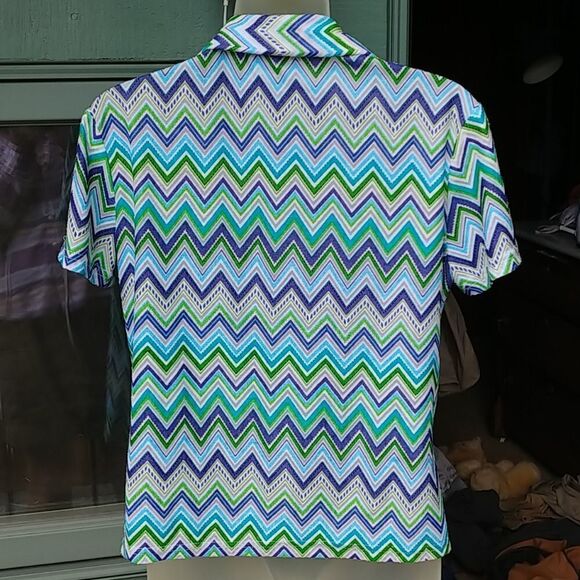 World LOB Clothing Blue Green Chevron Shirt - Picture 5 of 8